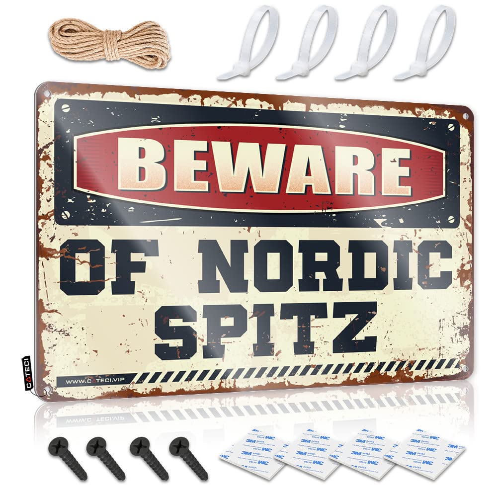 IBWNBBUSN Room Accessories For Teen Boys Beware Of Nordic Spitz Tin Sign Tin Wall Decor Signs For Room(30X40CM)