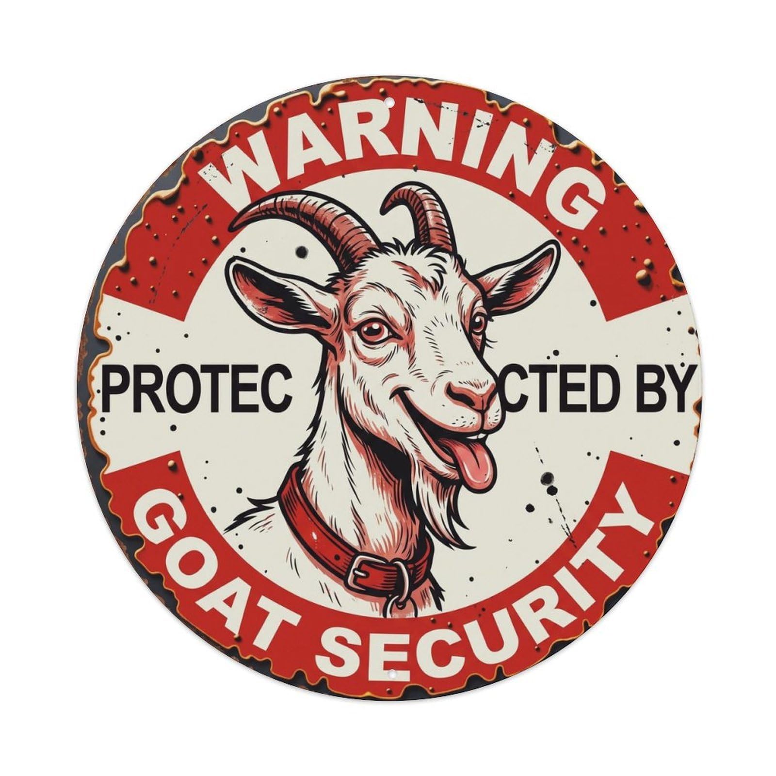 Tgrcjimh Style Metal Tin Sign Warning Protected By Goat Security Vintage
