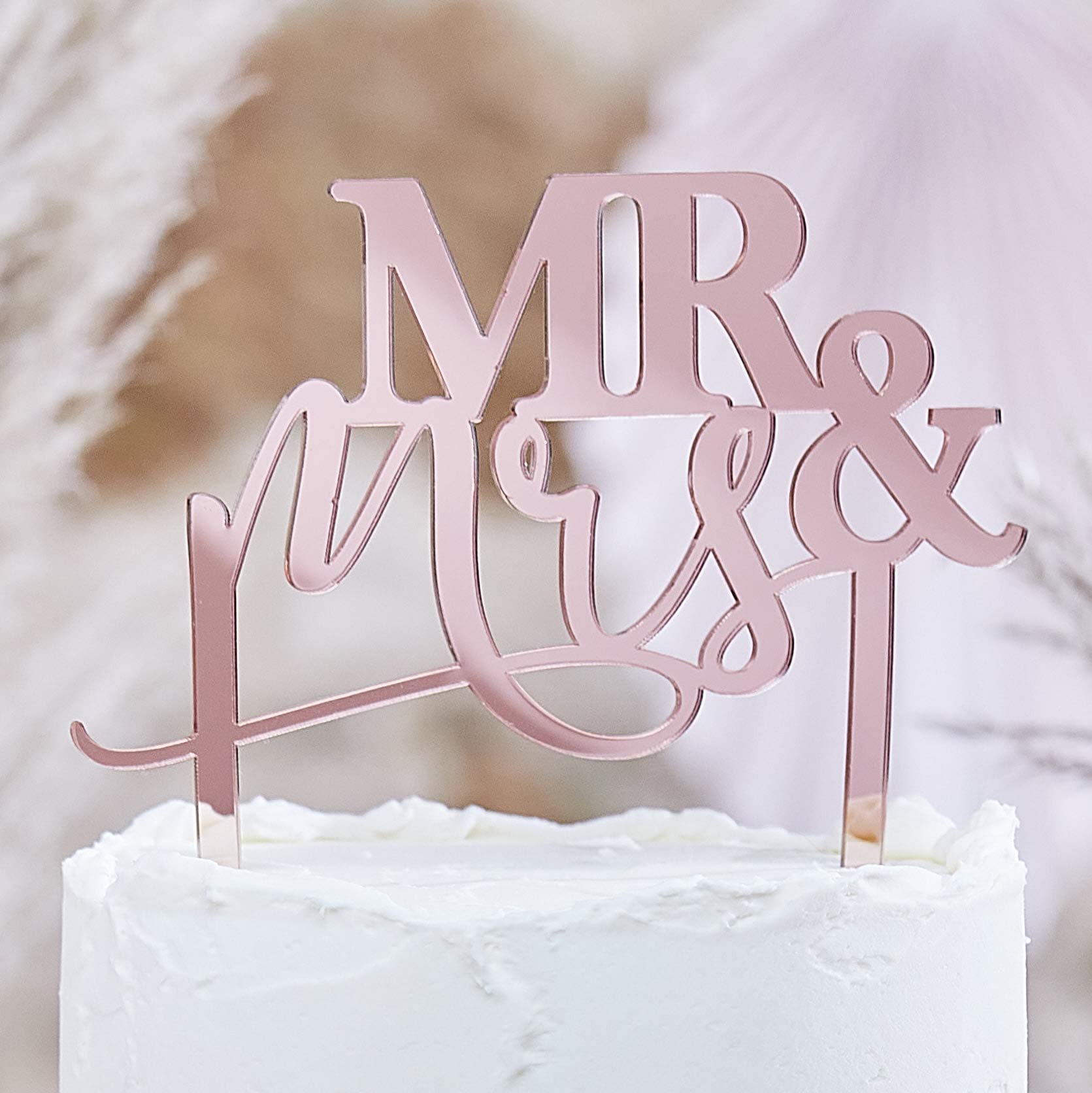 Ginger Ray Mr and Mrs Rose Gold Acrylic Wedding Cake Topper Decoration
