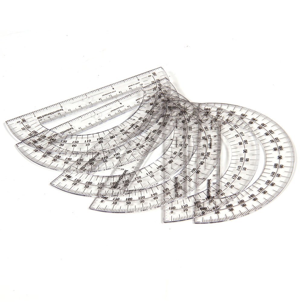 hand2mind Clear, Plastic, Student Math Protractor Set for Classroom (Pack of 100)