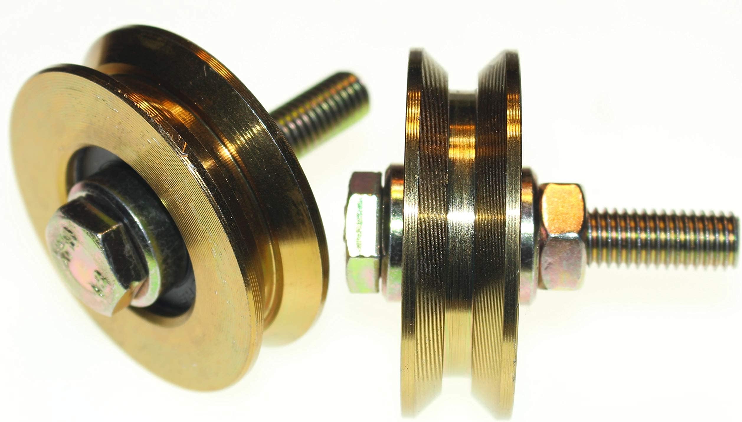 (V58-10) Pack of 2 Sliding gate wheels pulley wheels V Groove steel wheels - UK Based Inventory - (58 mm Diameter - 10 mm Shaft)
