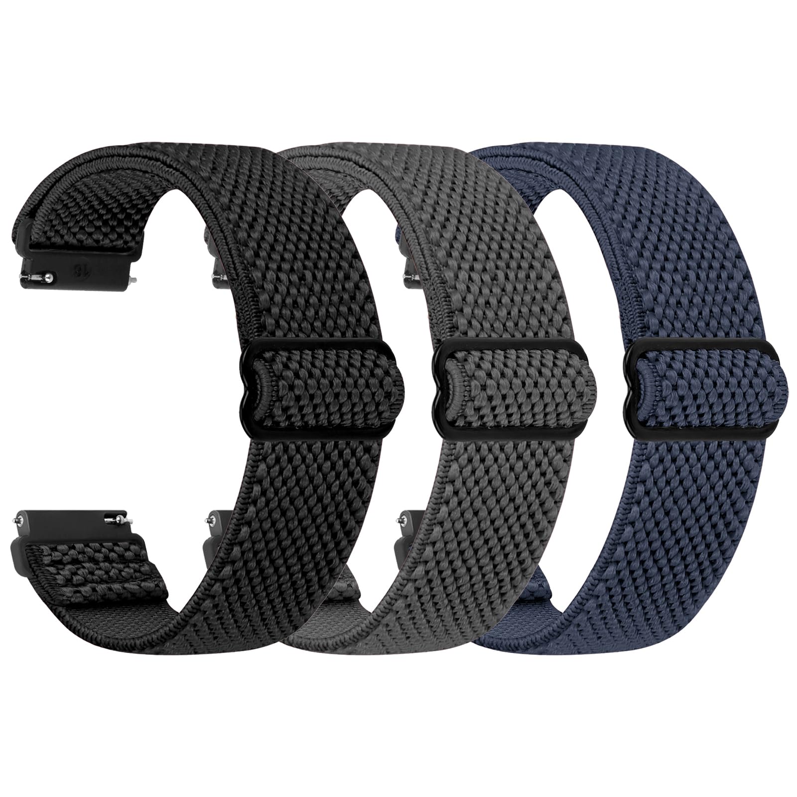 TumpCez Elastische Uhrenarmbänder,16mm 18mm 19mm 20mm 22mm 24mm Schnellverschluss Nylon Armband Verstellbare Aatmungsaktive Sportbänder Ersatzarmband für Herren Damen