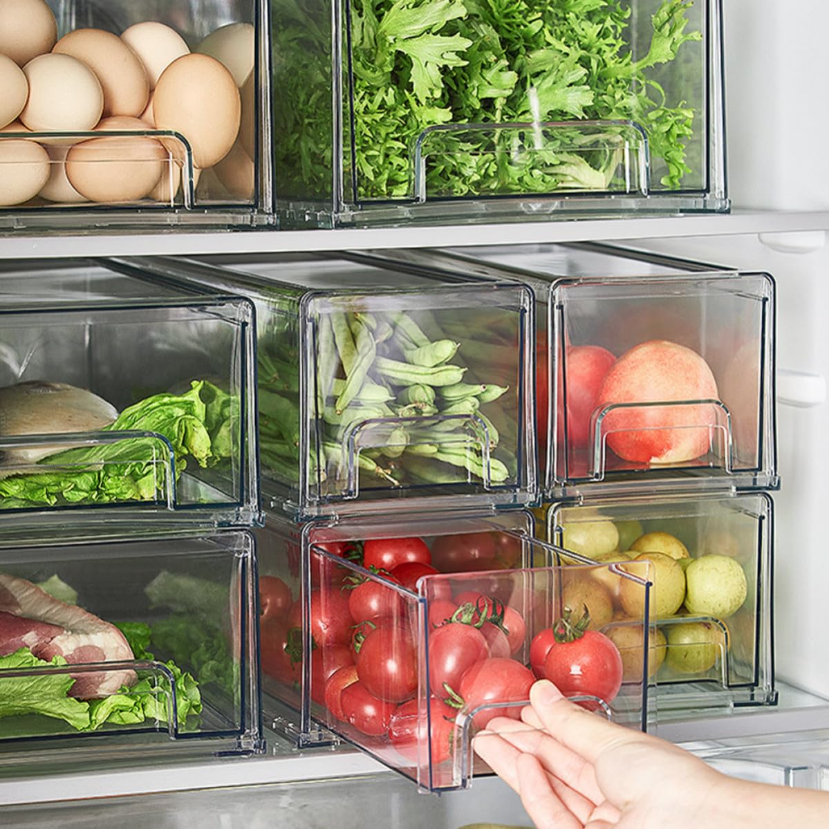 SUPVOX Caja de Almacenamiento de Pet Gran Capacidad para Refrigerador Organizador Transparente y Sellado Hermético para Frutas y Verduras en Encimera o Despensa