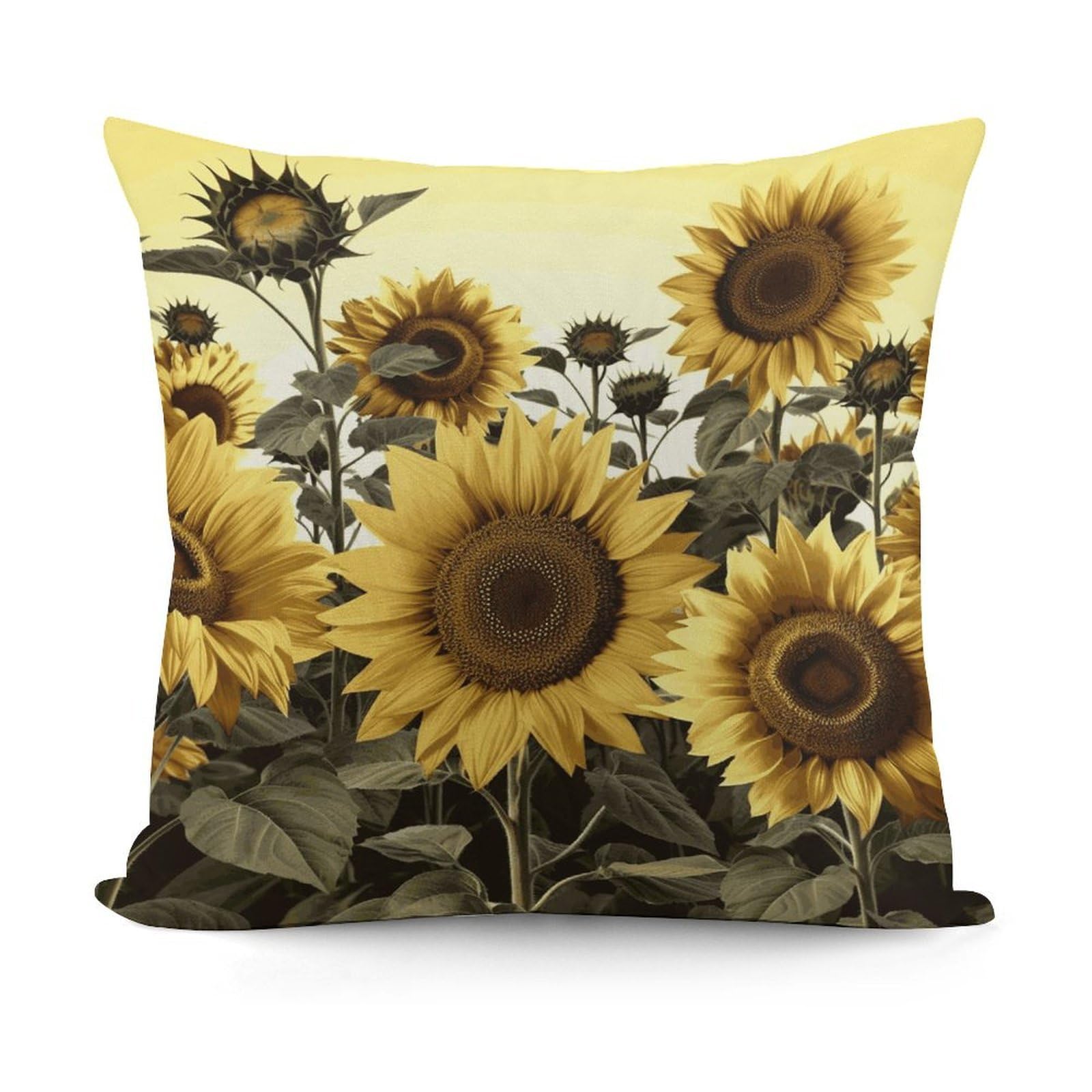 VstaDank Yellow Sunflower Floral Throw Pillow Covers 18x18 Inch Soft Couch Home Decor Cushion Cover Comfortable Plush Square Cushion Case Farmhouse Decorative Pillowcase for Living Couch