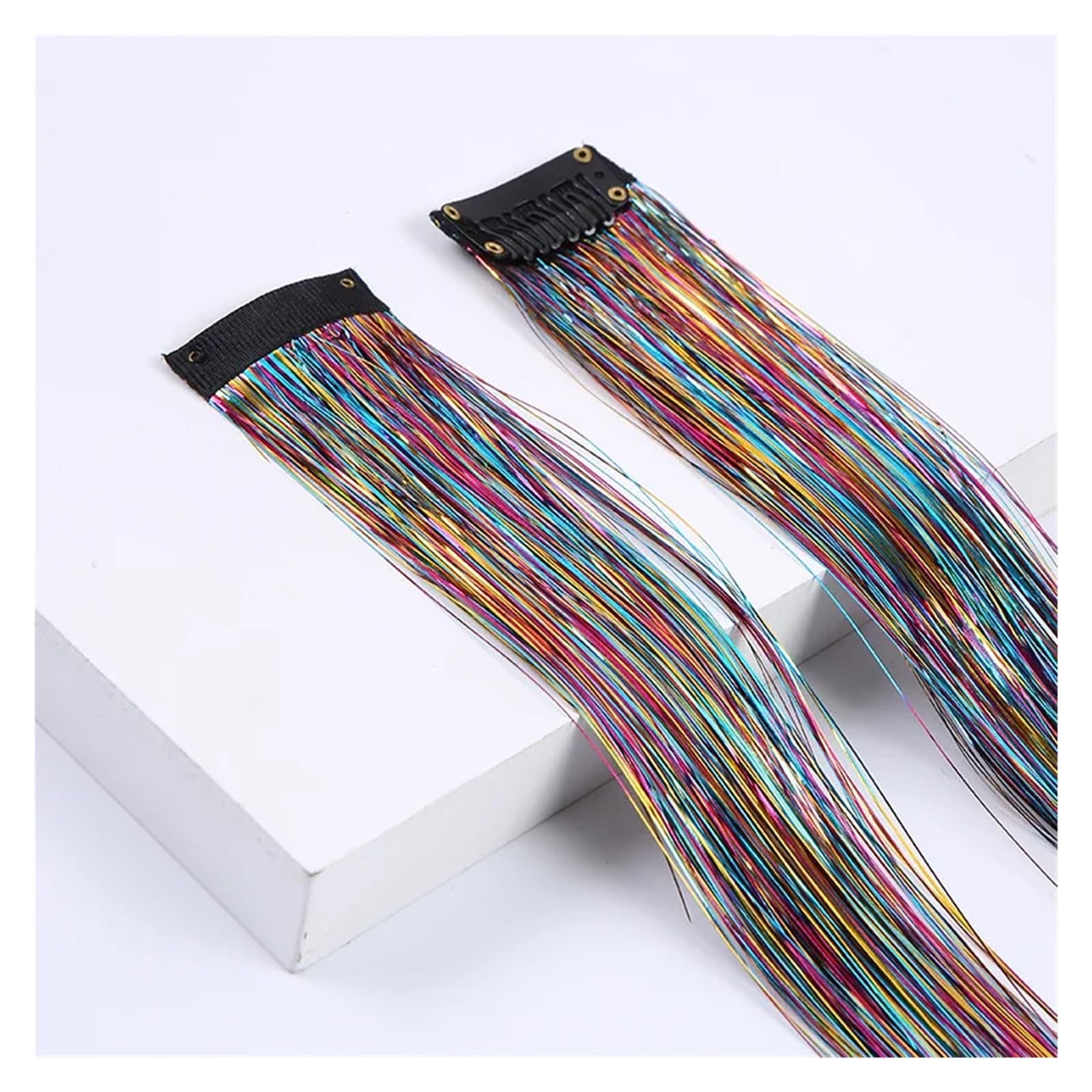 Feder Haarverlängerung Funkelnde synthetische Haarverlängerung, glitzernde, bunte Party-Haarverlängerungen aus Seide (Color : #5, Size : 22inches)