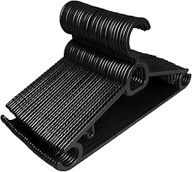 Kit 20 Cabides Adulto Preto Antideslizante Reforçado | Cabide Resistente Para Roupas Pesadas Calças Camisetas | Contém Porta Gravata, Cinto e Lenço,Camisas, Ternos Gancho para Vestido | CSCABIDES