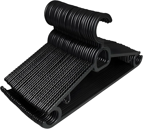 Kit 20 Cabides Adulto Preto Antideslizante Reforçado | Cabide Resistente Para Roupas Pesadas Calças Camisetas | Contém Porta Gravata, Cinto e Lenço,Camisas, Ternos Gancho para Vestido | CSCABIDES