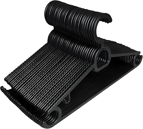 Kit 20 Cabides Adulto Preto Antideslizante Reforçado | Cabide Resistente Para Roupas Pesadas Calças Camisetas | Contém Porta Gravata, Cinto e Lenço,Camisas, Ternos Gancho para Vestido | CSCABIDES