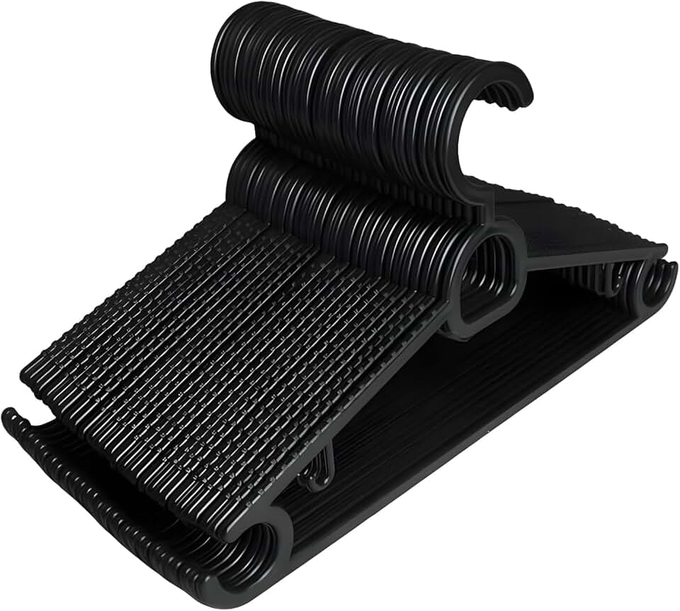 Kit 20 Cabides Adulto Preto Antideslizante Reforçado | Cabide Resistente Para Roupas Pesadas Calças Camisetas | Contém Porta Gravata, Cinto e Lenço,Camisas, Ternos Gancho para Vestido | CSCABIDES