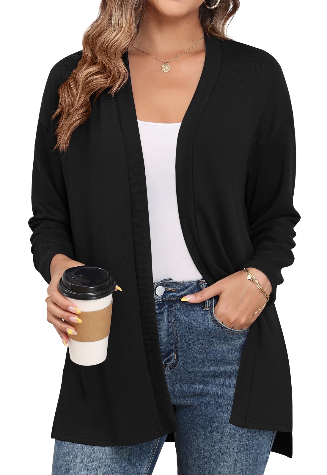 Womens Casual Lightweight Cardigans Open Front Long Sleeve Cardigan Sweaters Loose Fit