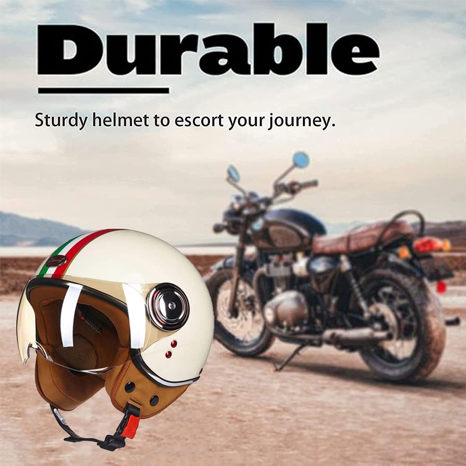 Kask niskoprofilowy z otwartą twarzą, kask motocyklowy z osłoną przeciwsłoneczną, kaski motocyklowe z otwartą twarzą dla dorosłych motocyklistów(3,XL=61~62cm)