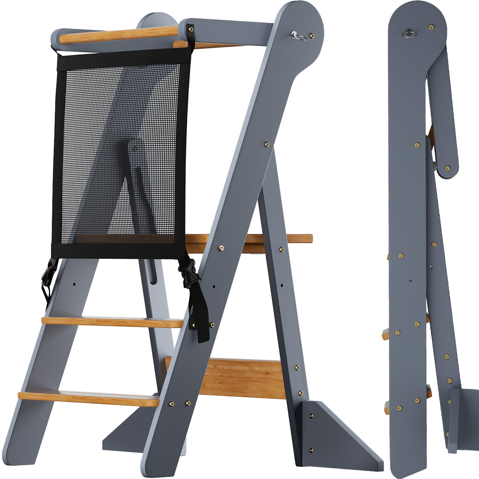 COSYLAND Toddler Standing Tower Foldable Toddler Kitchen Step Stool