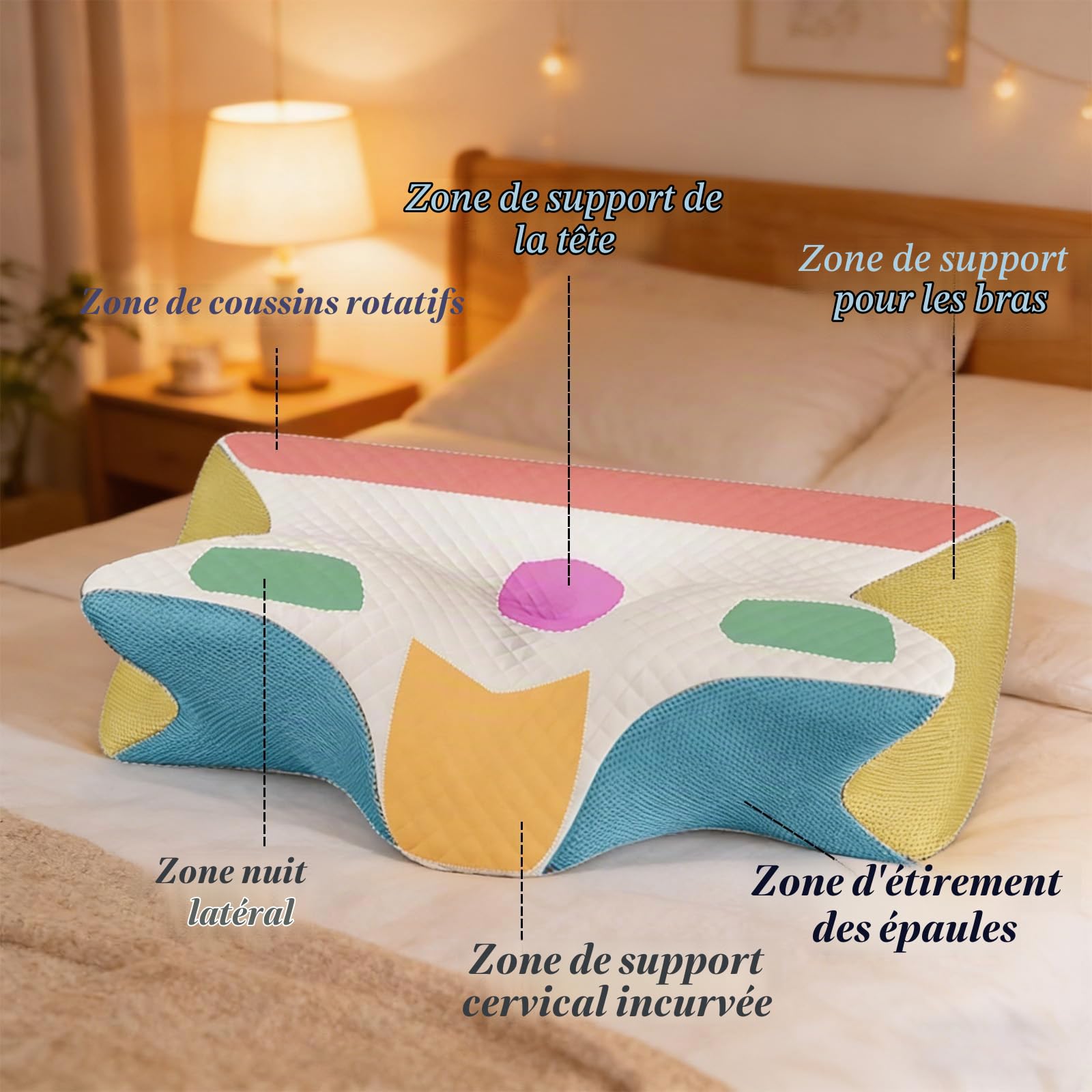 Oreiller Apnée du Sommeil,Oreiller Anti Ronflement Et Apnée Positionnelle,Ergonomique Mousse À Mémoire De Forme Oreillers,pour Dormeurs De Côté, De Dos Et sur Le Ventre3 (Noir)