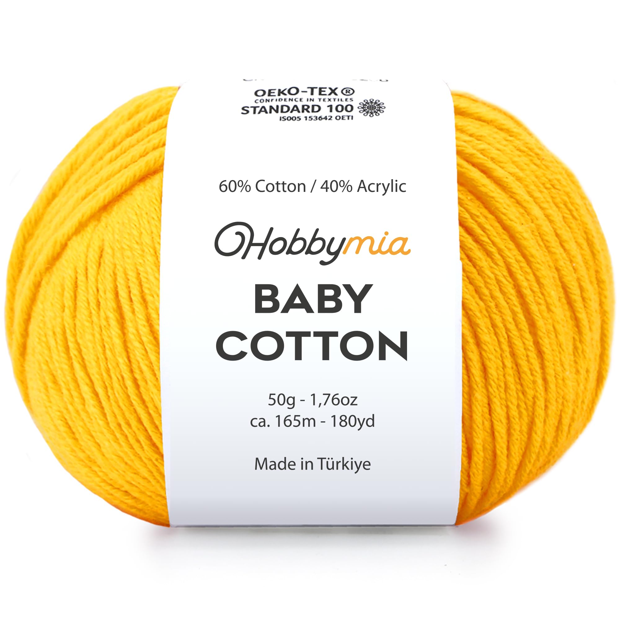 Baby Cotton Blend Yarn – Soft Sport Weight Yarn for Crochet & Amigurumi - 50g/180yds - 60% Cotton 40% Acrylic - Ideal for Baby & Knitting Proj.(Neon Green, 1 Ball) — view 151