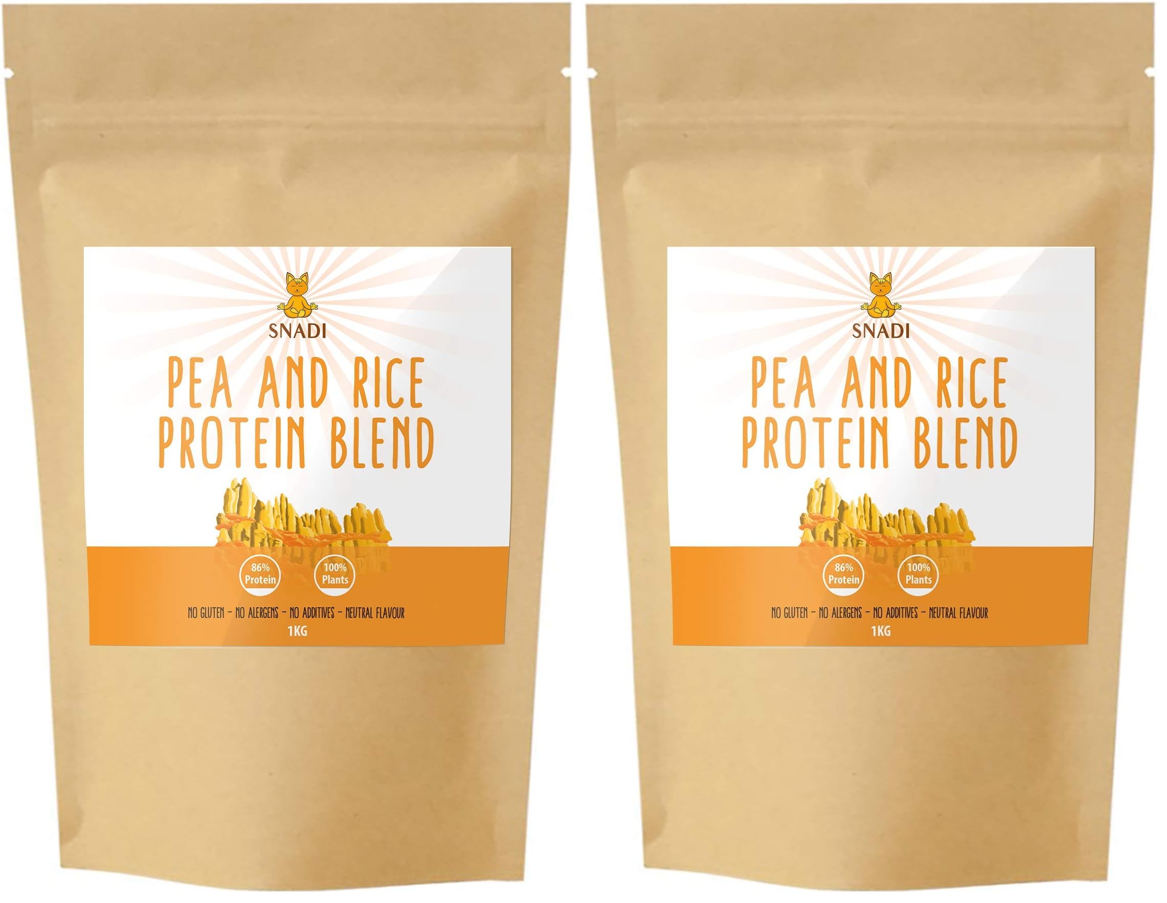 Proteína Vegana Isolada de Guisante y Arroz | 1kg | 100% Pura | Alto Contenido Proteico | Sin Gluten | Fácil Digestión | Sin Aditivos | Suplemento Alimenticio | En polvo (Paquete de 2)