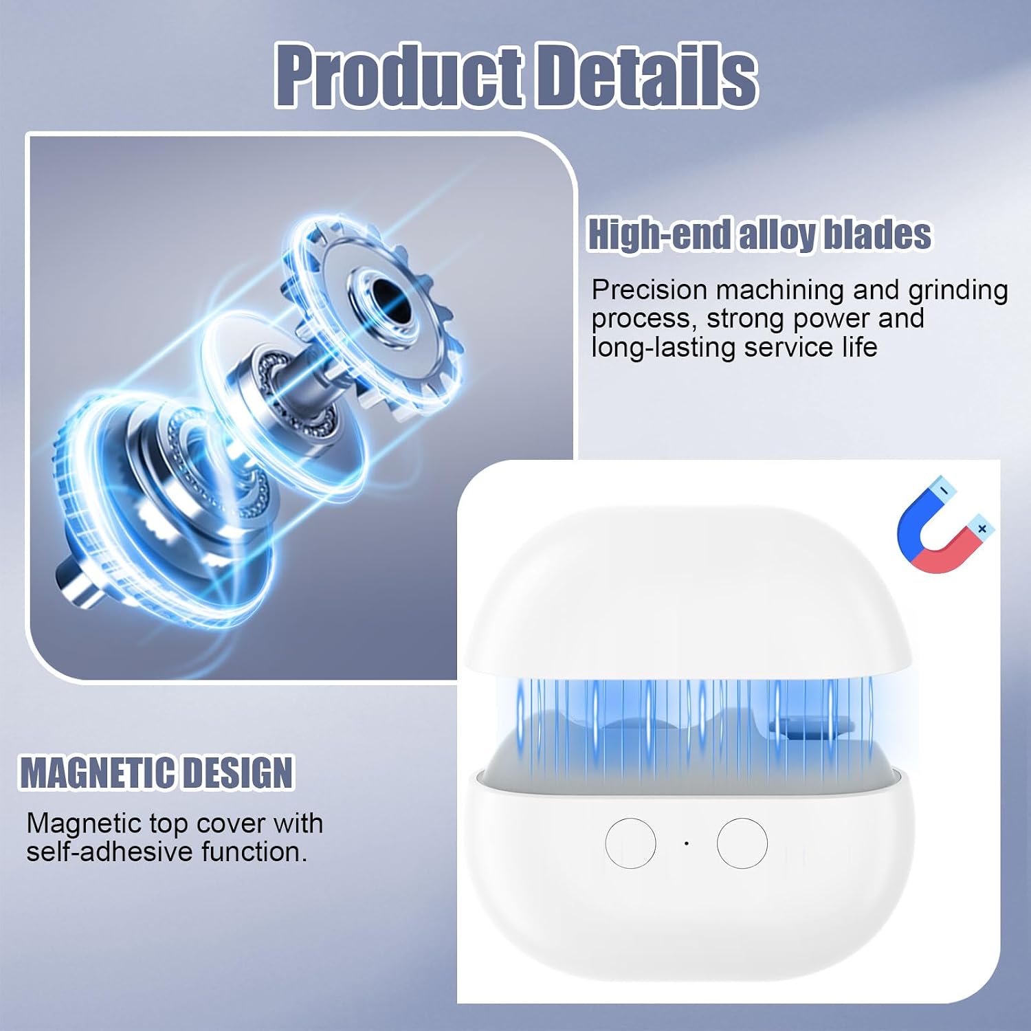 Electric Nail Clipper, Electric Nail Clippers for Seniors & Adults, Baby Electric Nail Trimmer with LED Light & Nail Scraps Storage, 3-in-1 Automatic Nail Clipper for Toenails & Fingernails (White)
