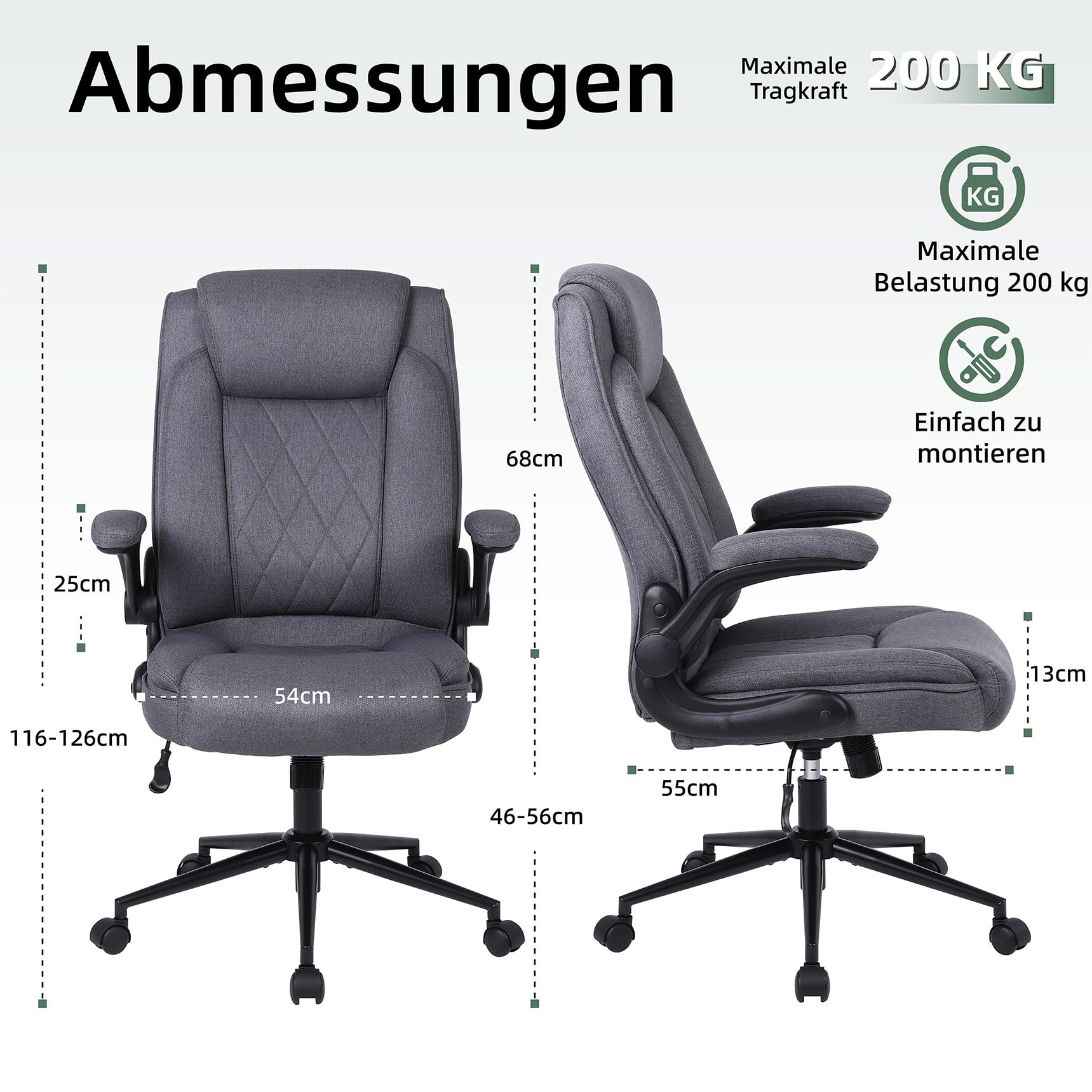 Youhauchair Bürostuhl Ergonomisch, Dunkelgrau