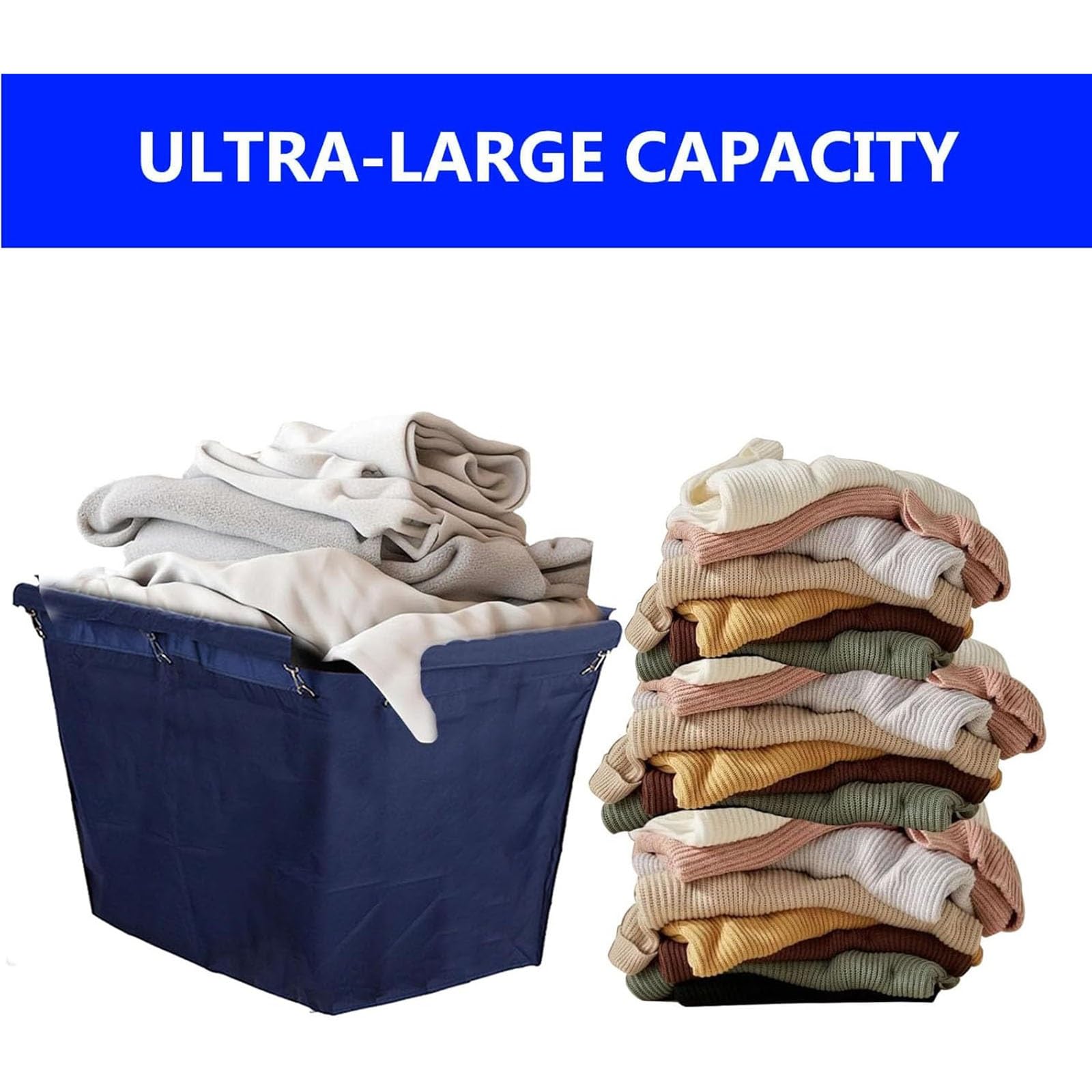 Cesto for la biancheria, extra large, di ricambio, for carrello della biancheria, in tessuto Oxford, lavabile in lavatrice, gancio in ferro metallico for la pulizia 'hotel(Blue)