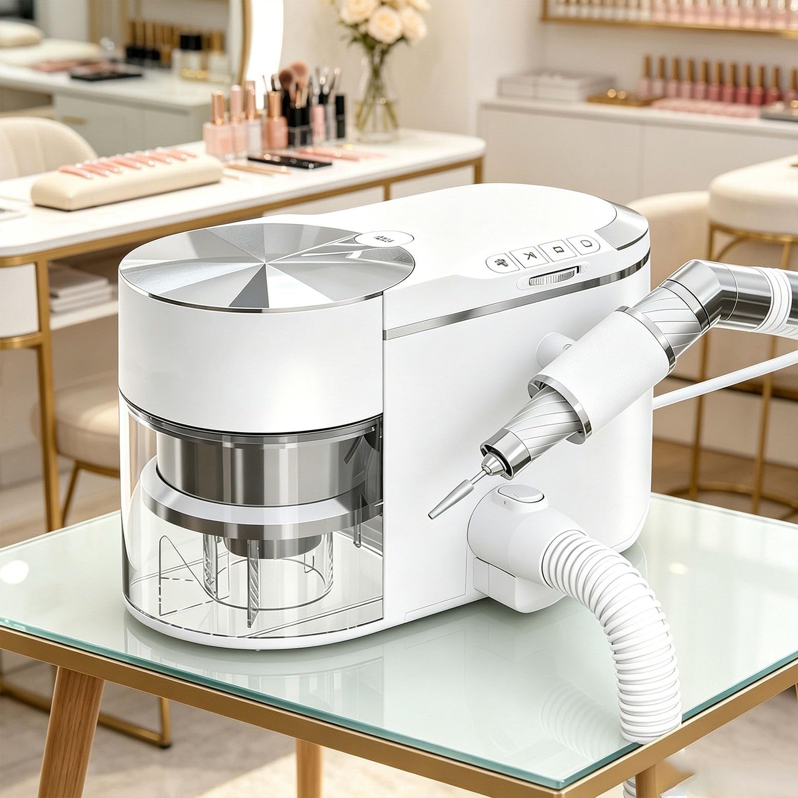 GLWABOMARS 2-in-1 Nail Dust Collector Vacuum with Electric Nail Drill, Portable Quiet Nail Dust Extractor, 30000RPM Adjustable Professional Nail Drill,Home & Mobile Manicure Pedicure Nail Equipment
