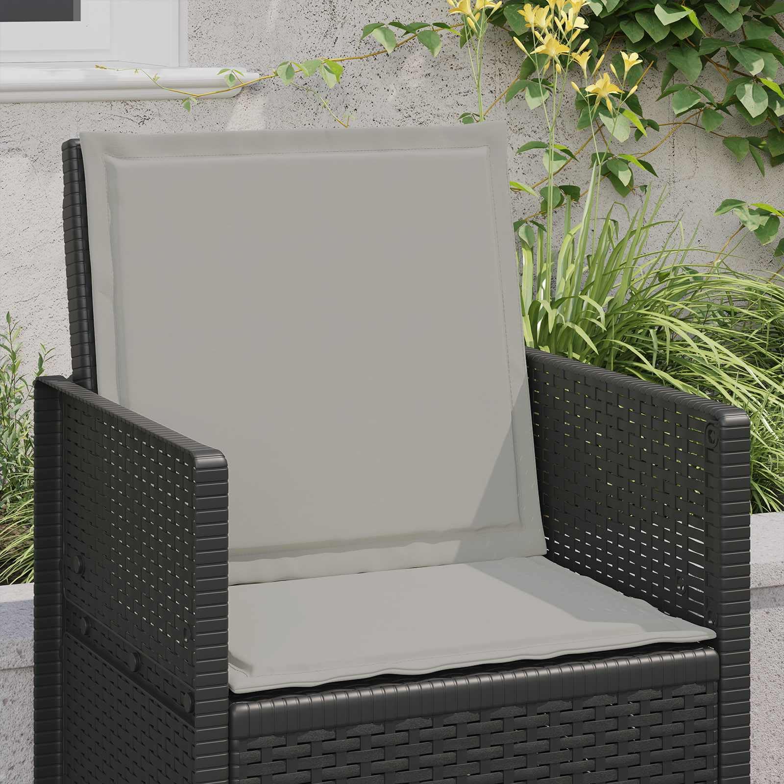 Cojín para asiento y respaldo de poliéster, 47 x 45 x 2 cm, 4 piezas con bandas antideslizantes para jardín, terraza, balcón, oficina, cojín ergonómico y cojín de asiento