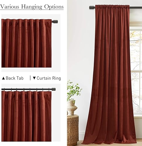 Miniatura 3 de StangH - Cortinas opacas de terciopelo para teatro, dormitorio, privacidad con aislamiento térmico, para Media Cafe, 52 x 90pulgadas, 2paneles,