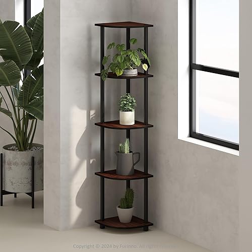 Miniatura 151 de Furinno Turn-N-Tube - Estantes de almacenamiento, estante para libros de 3 niveles, estante esquinero, estantes abiertos sin herramientas, para