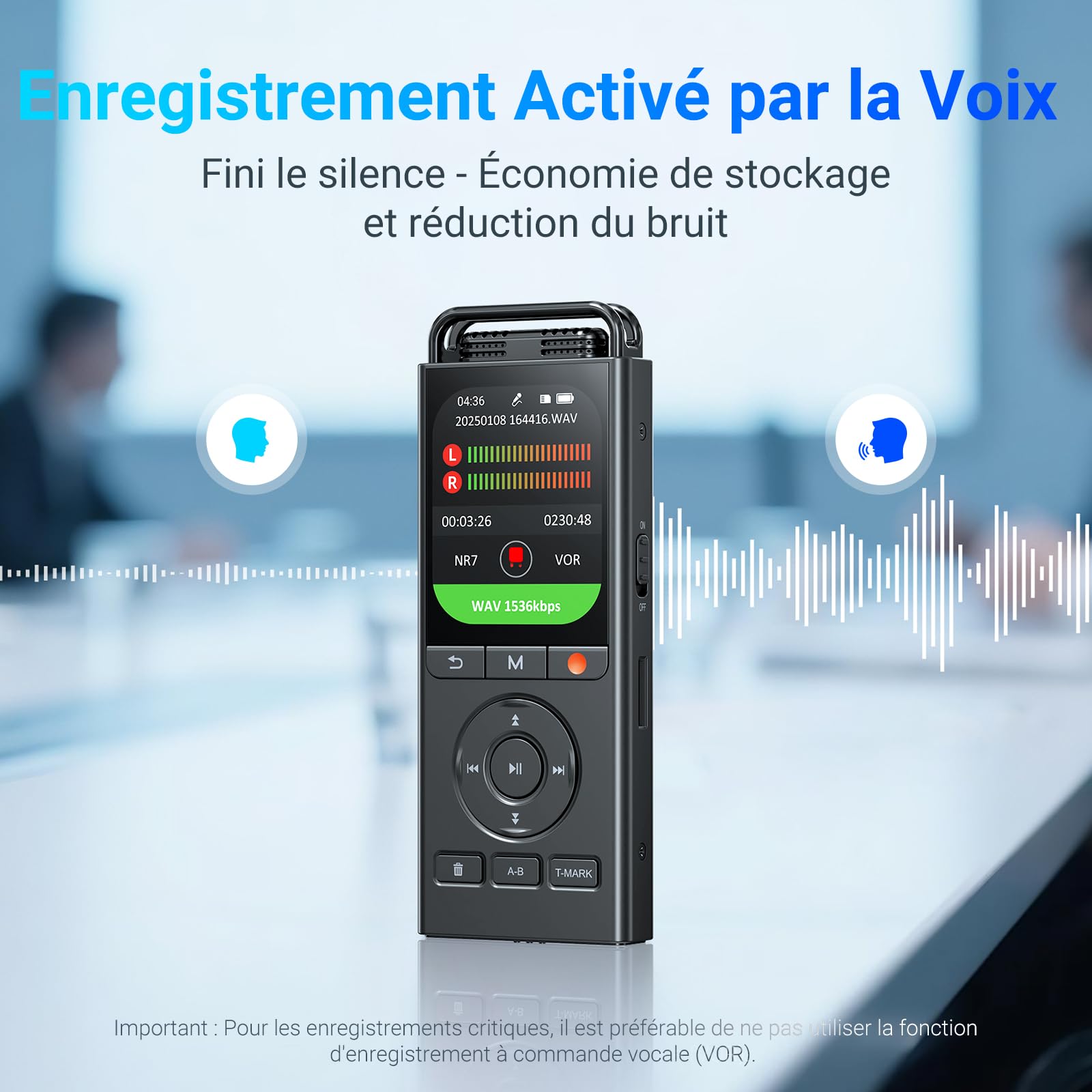 MECHEN Dictaphone Numérique 144 Go, Activé par la Voix