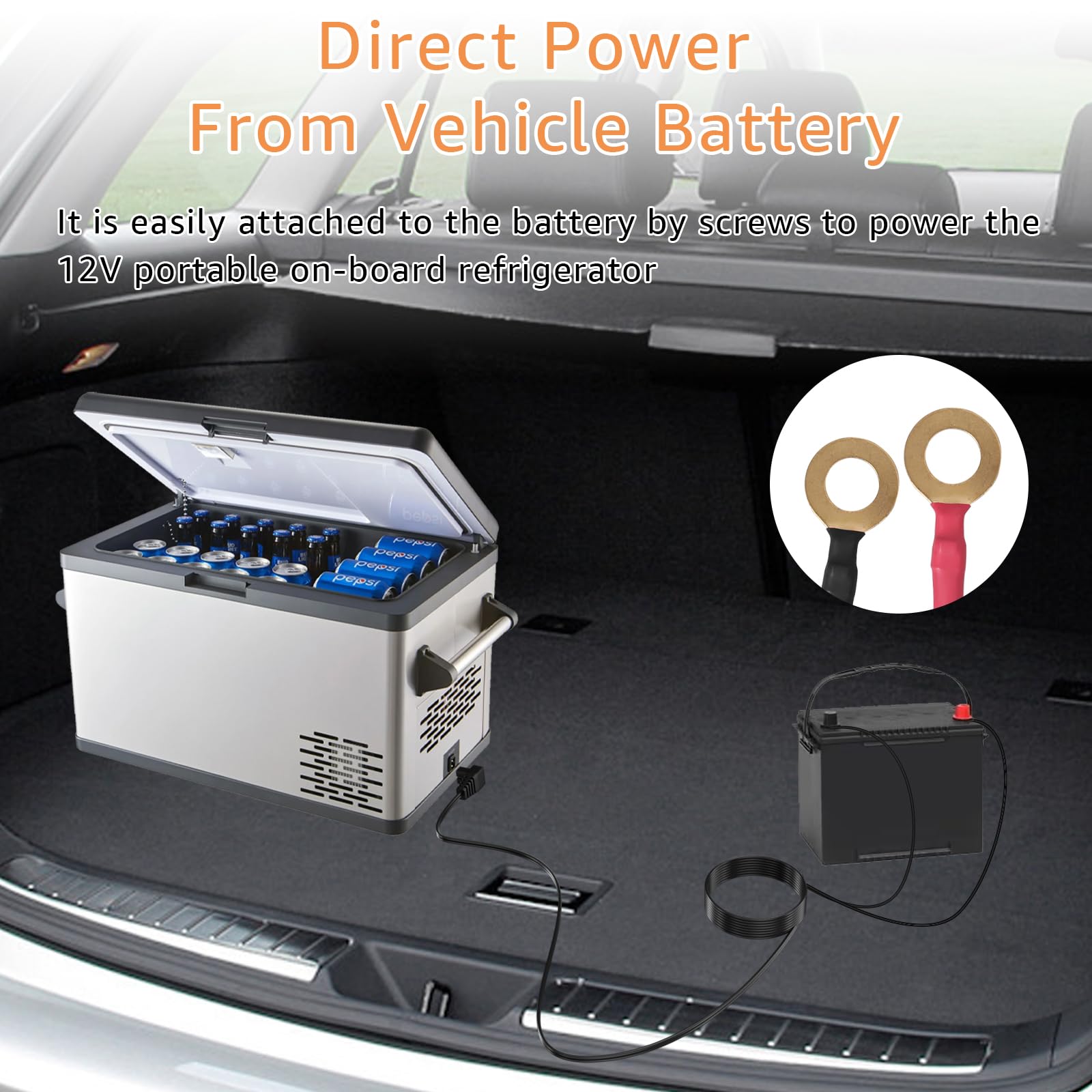 Cordon d'alimentation 12 V CC pour réfrigérateur de Voiture Compatible avec Alpicool, Costway, ARB, ICECO, Setpower, Aspenora, JoyTutus Câble d'alimentation pour réfrigérateur Portable de