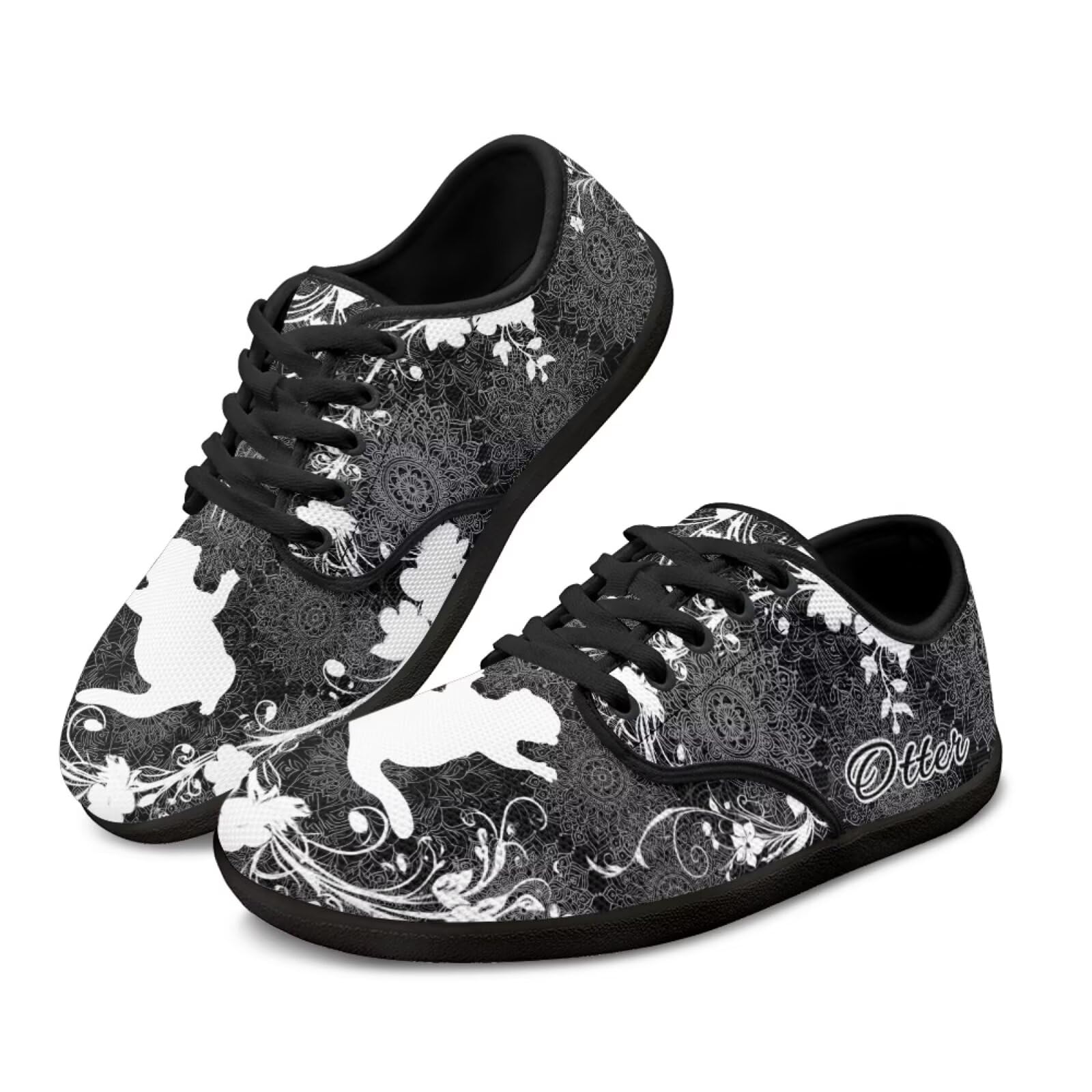 Howilath Boho Mandala Otter Print Flat Shoes for Women, Barefoot Shoes Men Anti-Skid Running Shoes Sport Breathable Sneakers for Hiking Jogging Travel