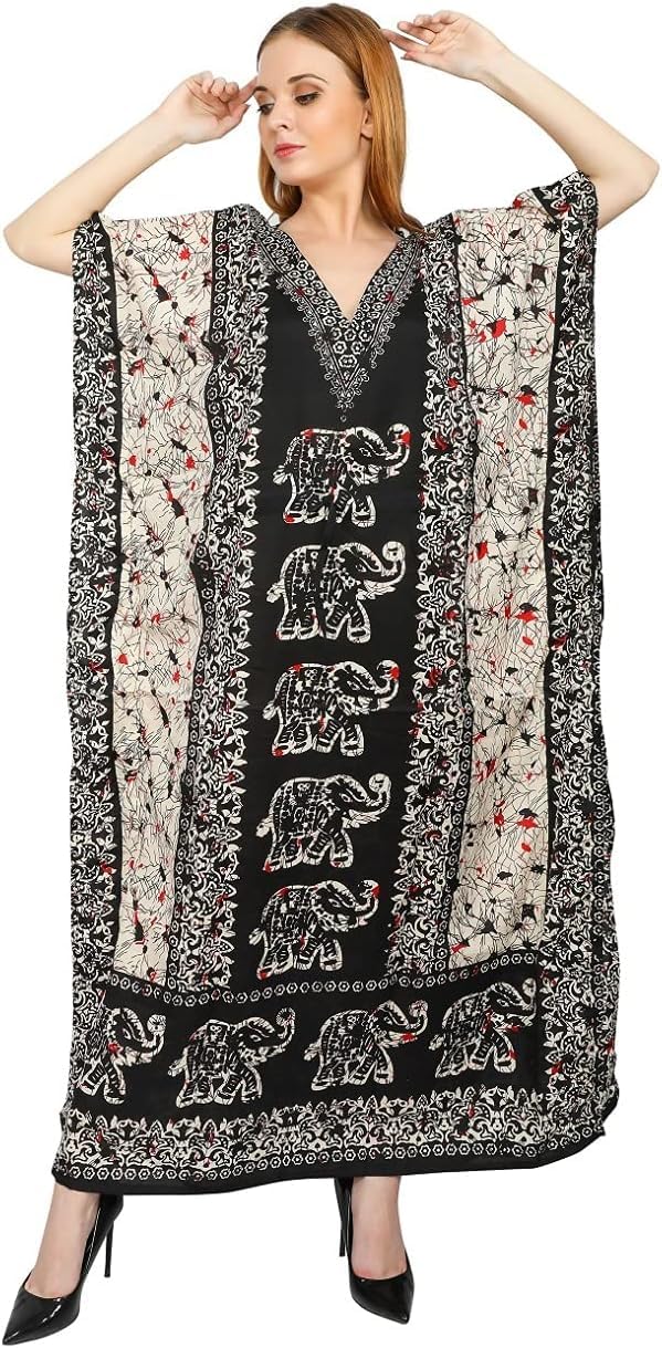 SHYAMVUN Women Kaftan Tunic Kimono Long Maxi Party Dress for Loungewear Holidays Nightwear Beach Cover Up Caftans Free Size