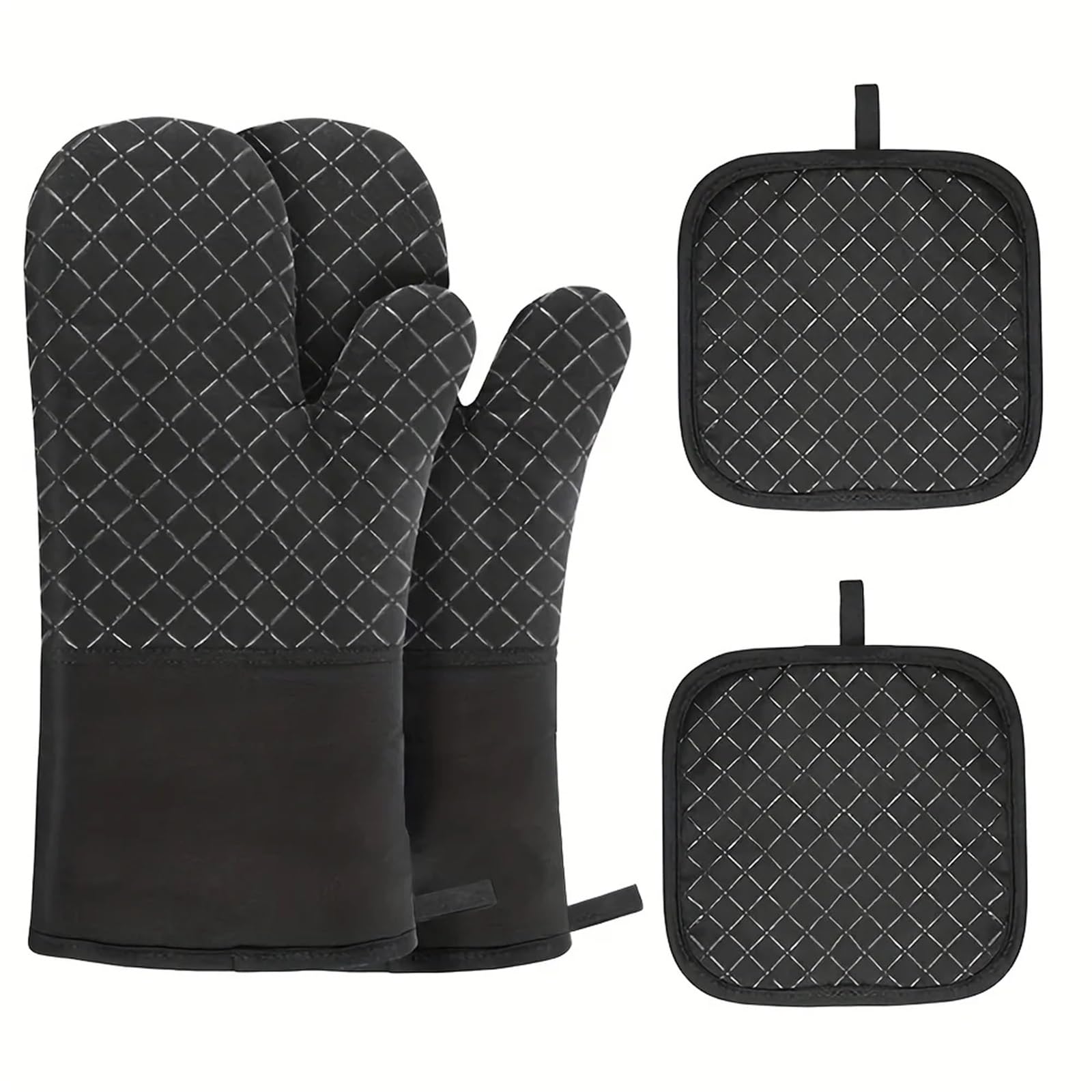 MRKU Guantes para Hornear, Guantes de Cocina, agarraderas de Silicona Resistentes al Calor, Juego de 4 Piezas Antideslizantes, sin BPA, Ideales para un manejo Seguro en la Cocina.