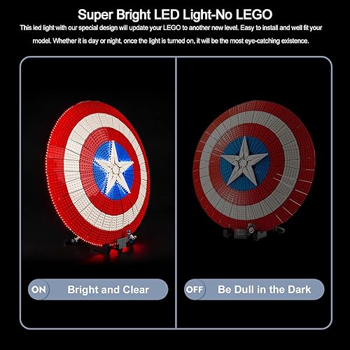 Miniatura 4 de BrickBling Luces LED para Lego Captain America's Shield, kit de luz creativa compatible con Lego 76262 (solo luces, sin modelo)