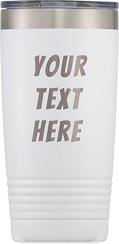 Vaso personalizado con texto grabado personalizado, taza de acero inoxidable de 20 onzas, vaso de café de viaje aislado al vacío de doble pared con
