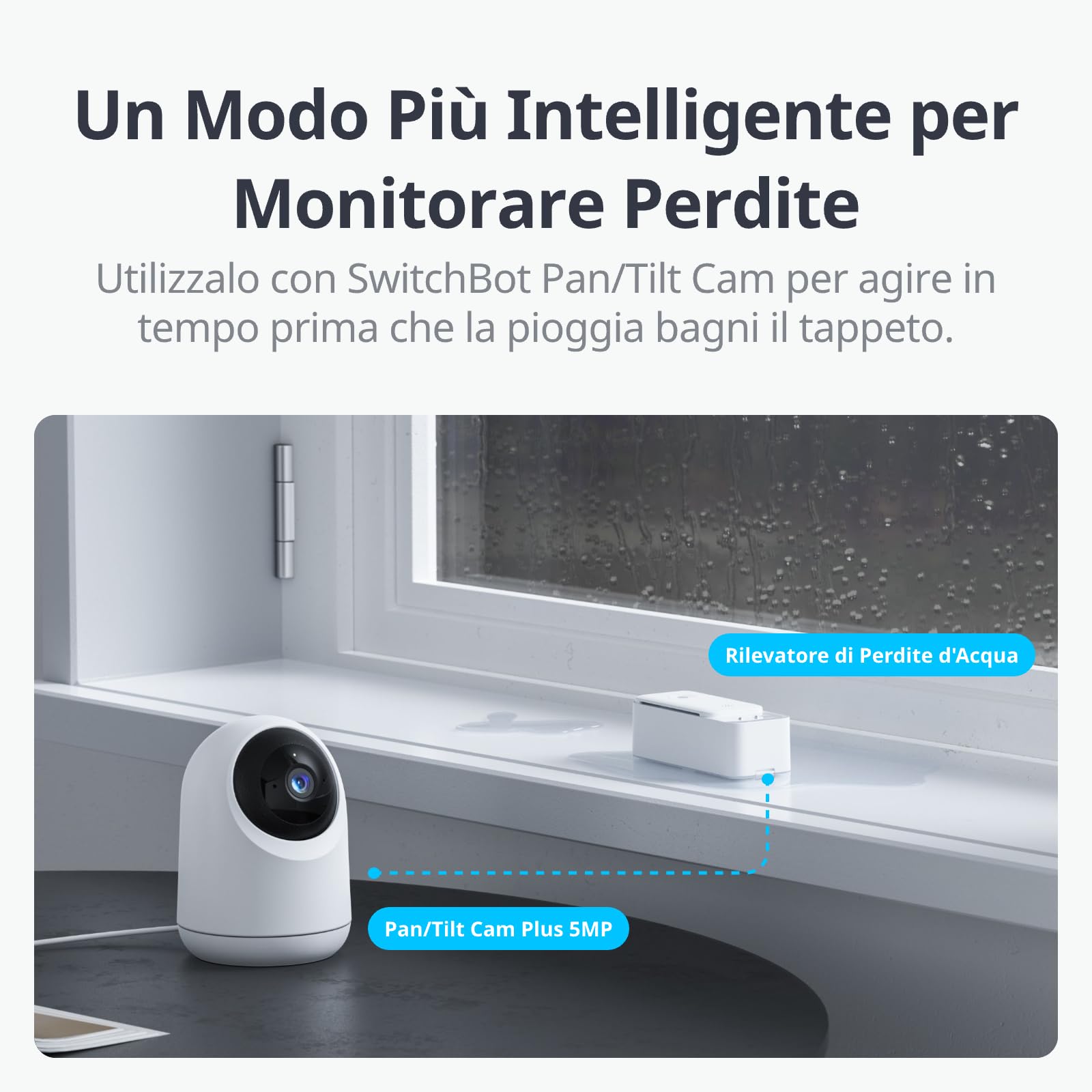 Sensore d'Acqua WiFi SwitchBot di 3, Rilevatore di Perdite d'Acqua Intelligente, 100dB Avvisi Regolabili e di App, IP67 Impermeabile, Rivelatore Wireless, nessun Hub richiesto (supporto 2.4G)