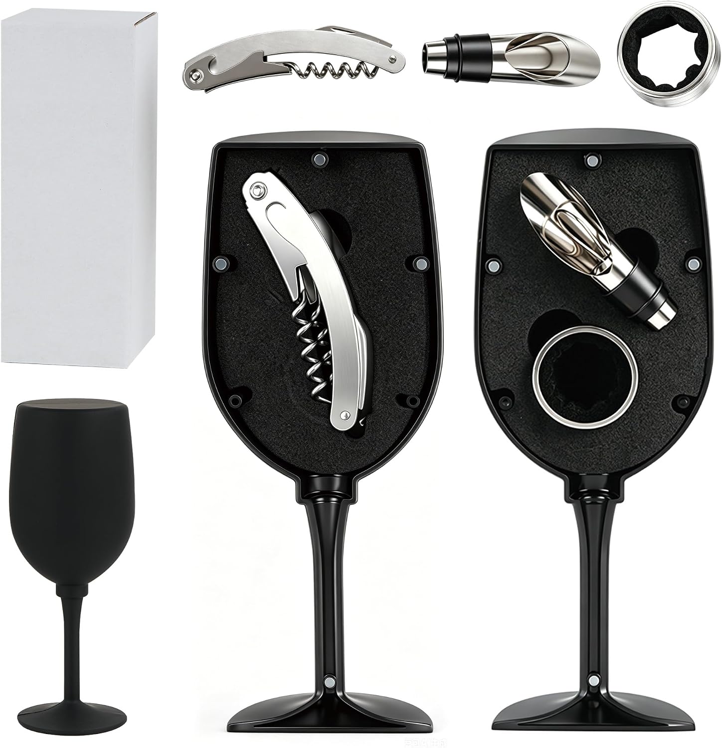 3-Piece Wine Opener Set with Wine Glass Shaped Case