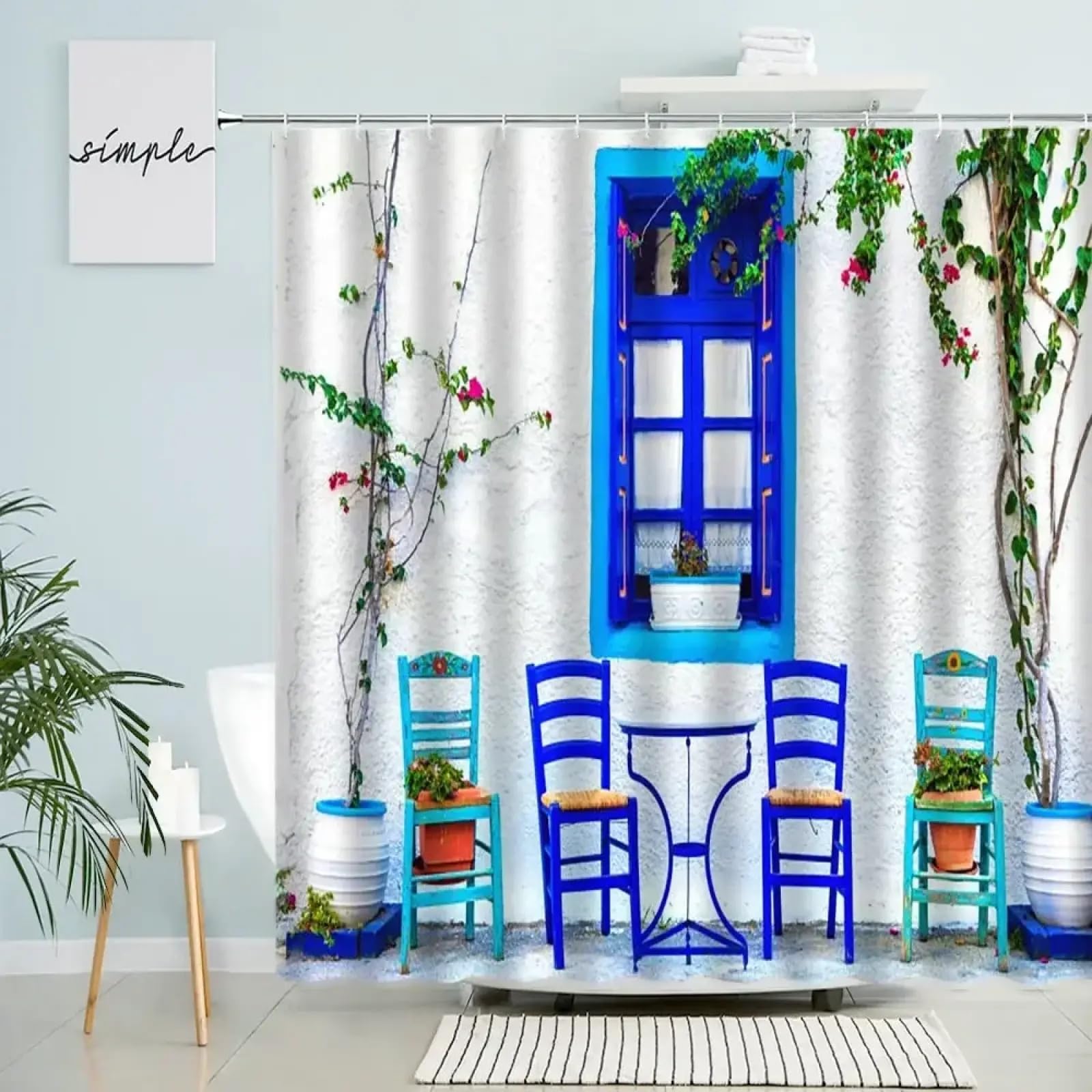 Rideau de douche jardin rustique pour une ambiance de bain nature
