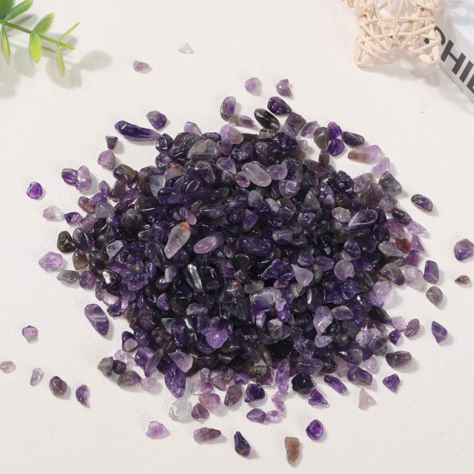 Quarzo Naturale, Pietra di trucioli Ametista burattata, for la Decorazione Piante, riempitivo vasi, Rocce Acquario, Ghiaia, Domestica | 12~15mm/2.2lb