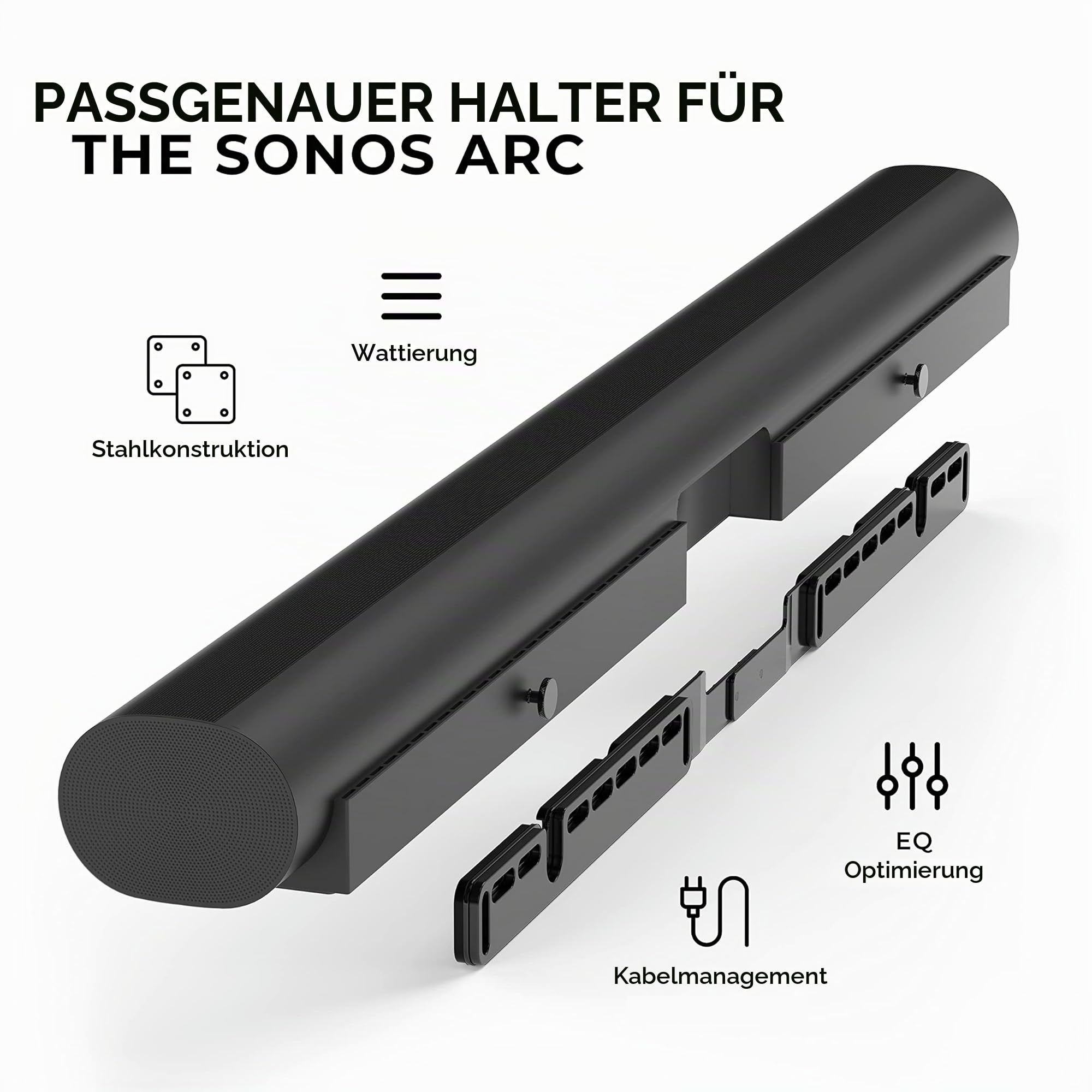 HumanCentric Wandhalterung kompatibel mit Sonos Arc Soundbar (Schwarz)