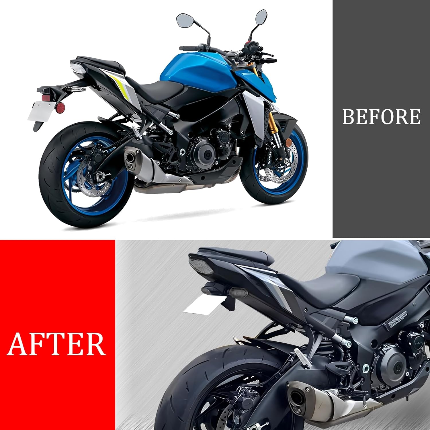 GSXS1000 GSXS750 Fender Eliminator Kit Compatible with 2015-2025 GSX-S 1000 1000F 1000Z, 2017-2022 GSX-S 750, 2015-2025 GSXS950 Tail Tidy License Plate Mount with Rear Turn Signals (Clear)
