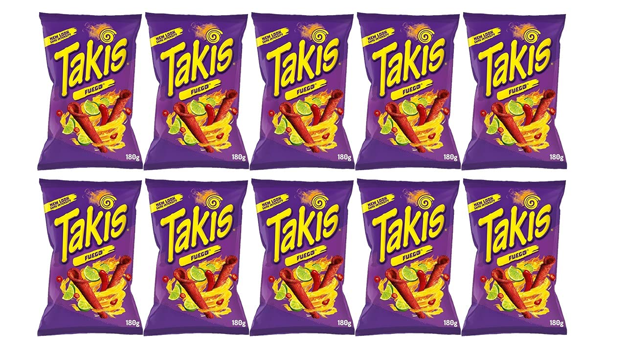 Buy Takis Fuego Chips 180g Pack of 10 Hottest Mexican Rolled Crisps