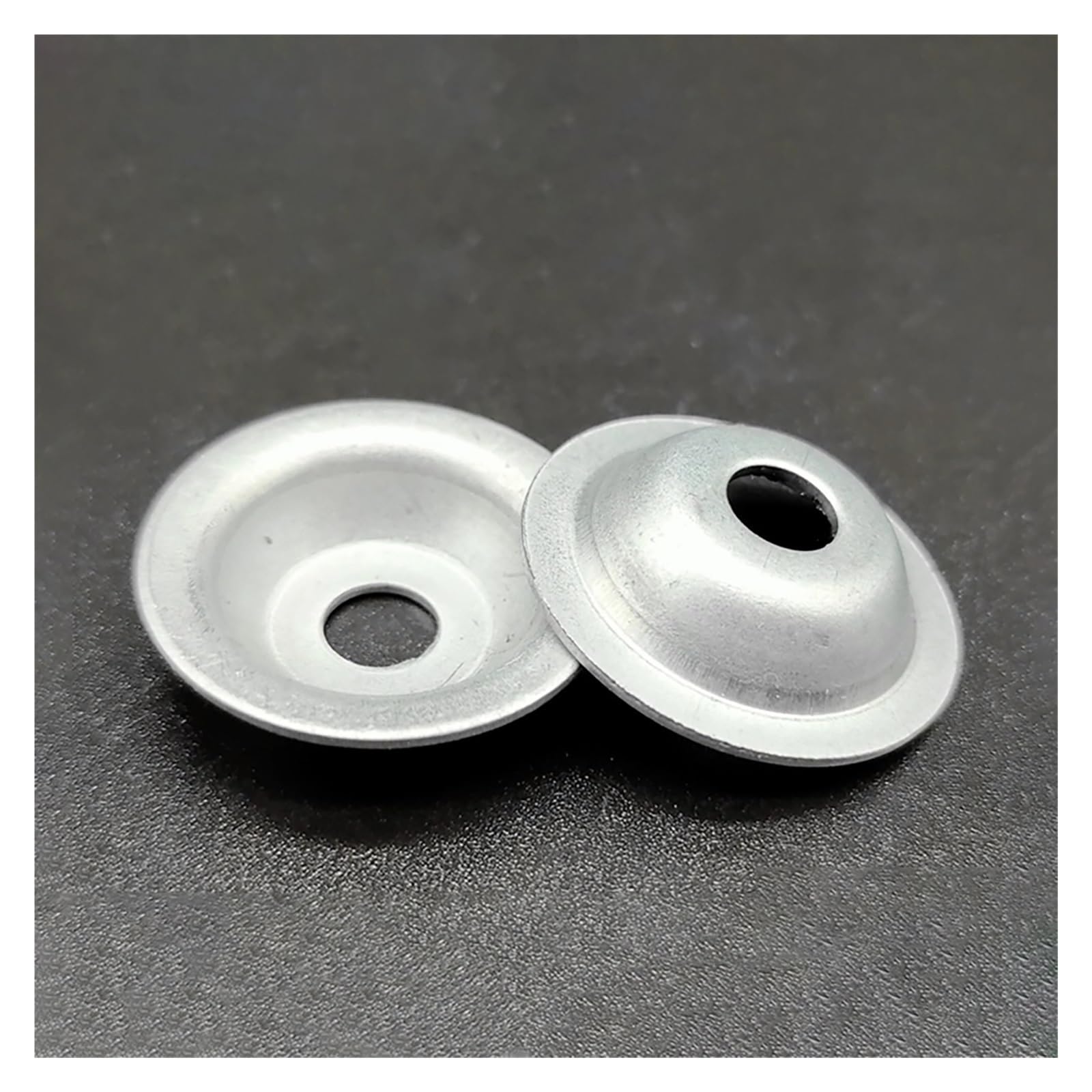 Arandelas de piezas, tuercas de hardware, arandelas avellanadas de acabado, juntas de tornillo, 50 piezas de arandela cóncava con forma de cuenco con orificio de hierro, almohadilla de tapa, junta cón
