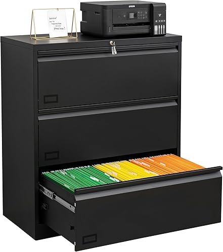 Archivador lateral con cerradura, archivadores laterales de metal inoxidable de 3 cajones, gabinetes de almacenamiento para oficina en casa para disponible en Yaxa Peru