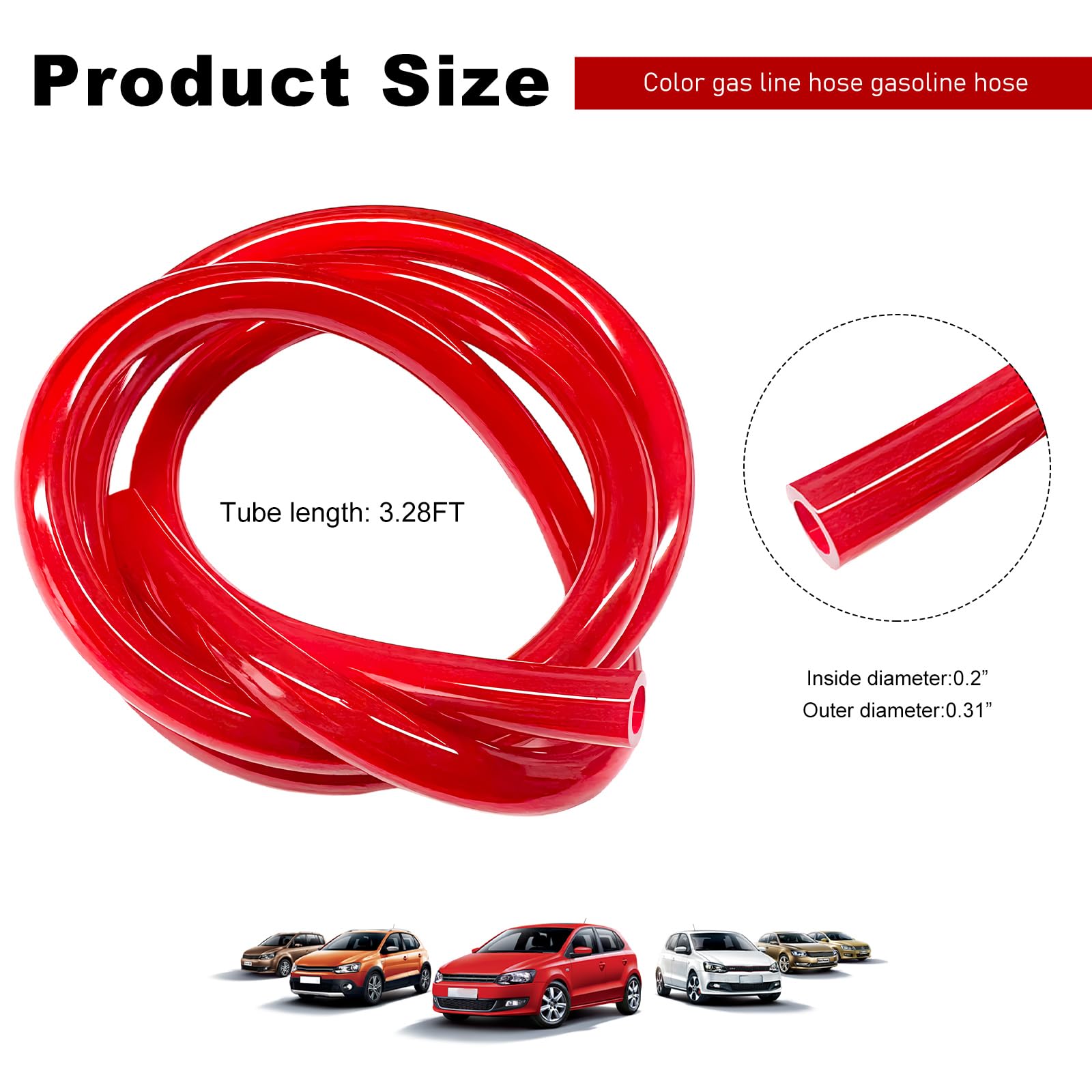 KVAEY Tubo de manguera de combustible colorido, flexible anticorrosión, línea de gas de gasolina, tubo de vacío suave de alto rendimiento, repuesto para motocicleta, Dirt Pit Bike ATV (rojo)
