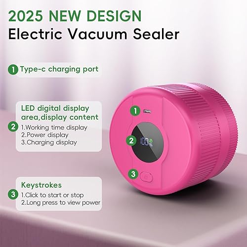 Miniatura 2 de Kit de sellador al vacío para tarros de masón, sellador eléctrico para tapas Mason de boca ancha y regular, sellador al vacío de conserva, máquina