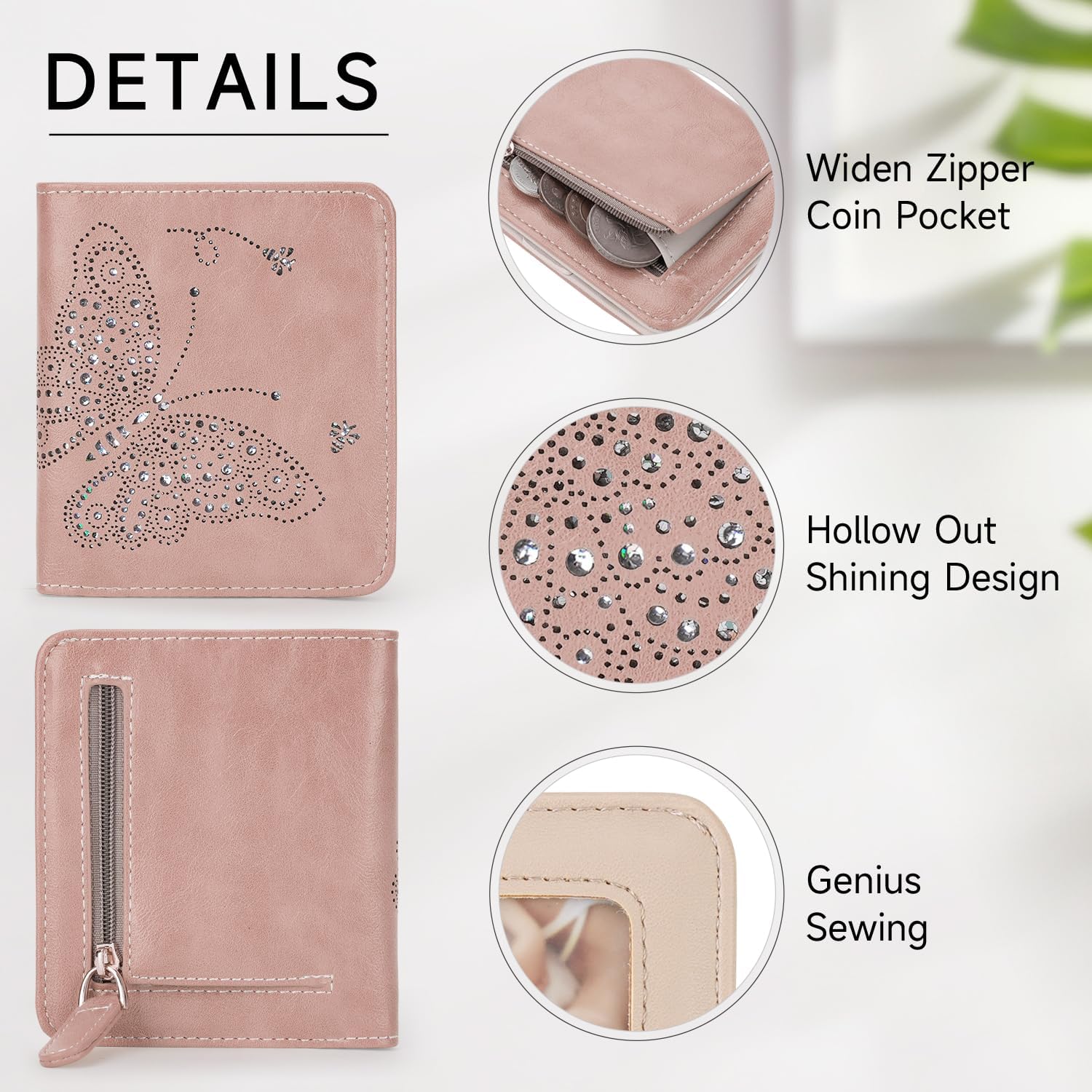 Small RFID Wallet Women Ultra Thin Slim Womens Wallet Mini Compact Bifold Pocket Ladies Wallets for Women PINK - Image 4