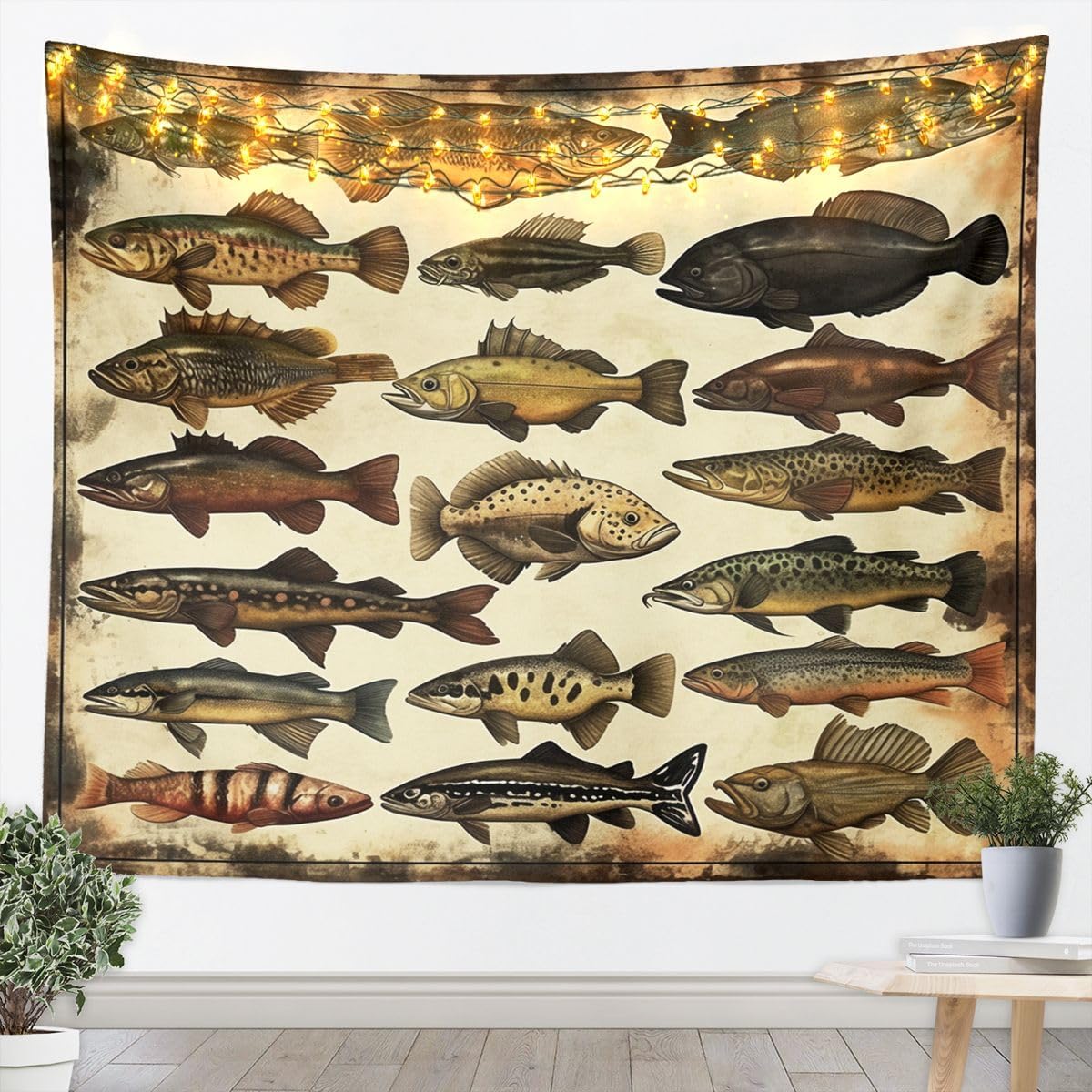 jejeloiu Wood Grain Tapestry Retro Farmhouse Wall Art for Living Room Bedroom Modern Abstract Wall Hanging Blanket Rustic Cabin Country Home Decor Medium 59"x59" image 3