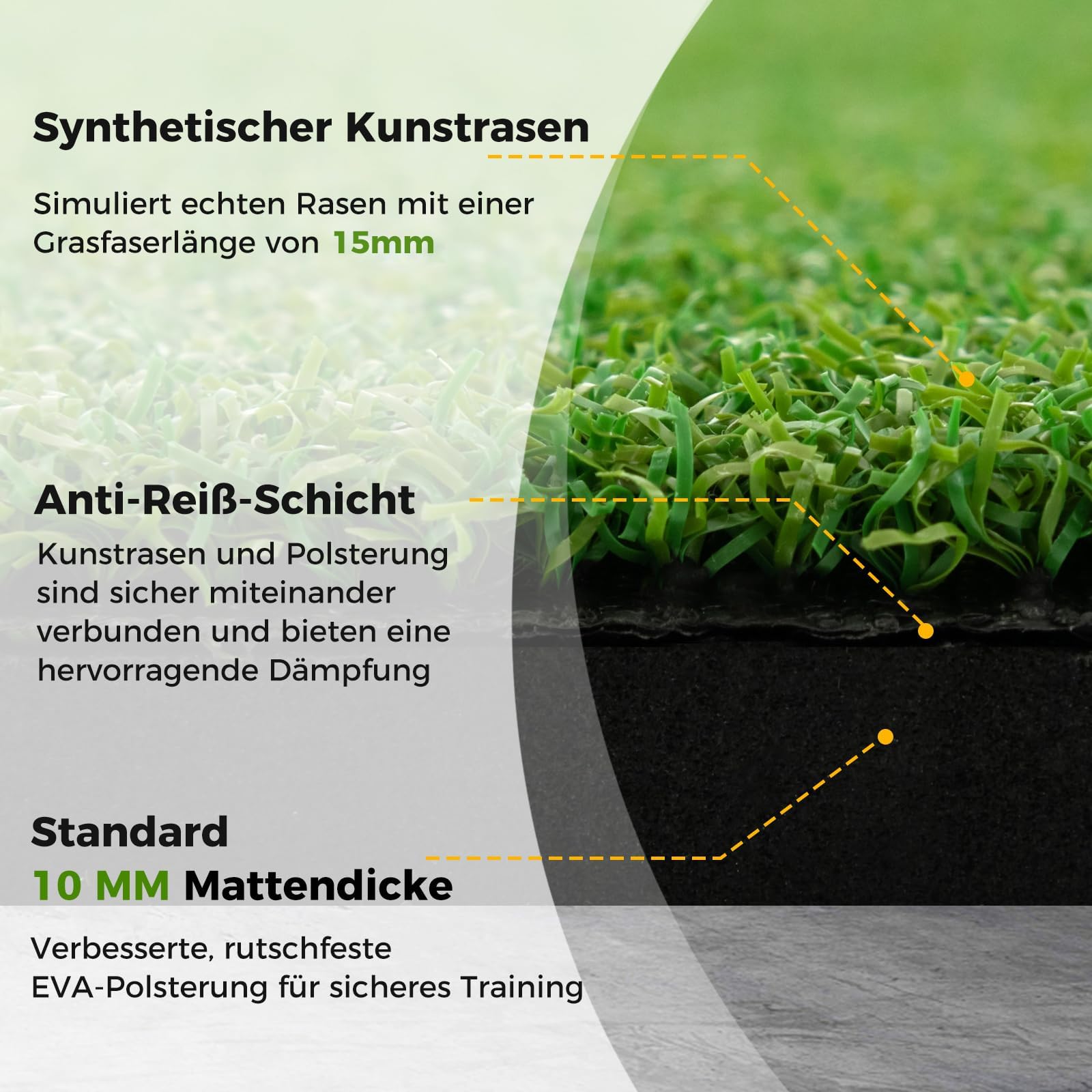 FANTASK Alfombrilla de Golf para práctica de Golf, Incluye 2 Tees de Goma y 2 Barras de alineación, 6 Posiciones de Descuento (152 x 117 cm, 25 mm), Color Verde