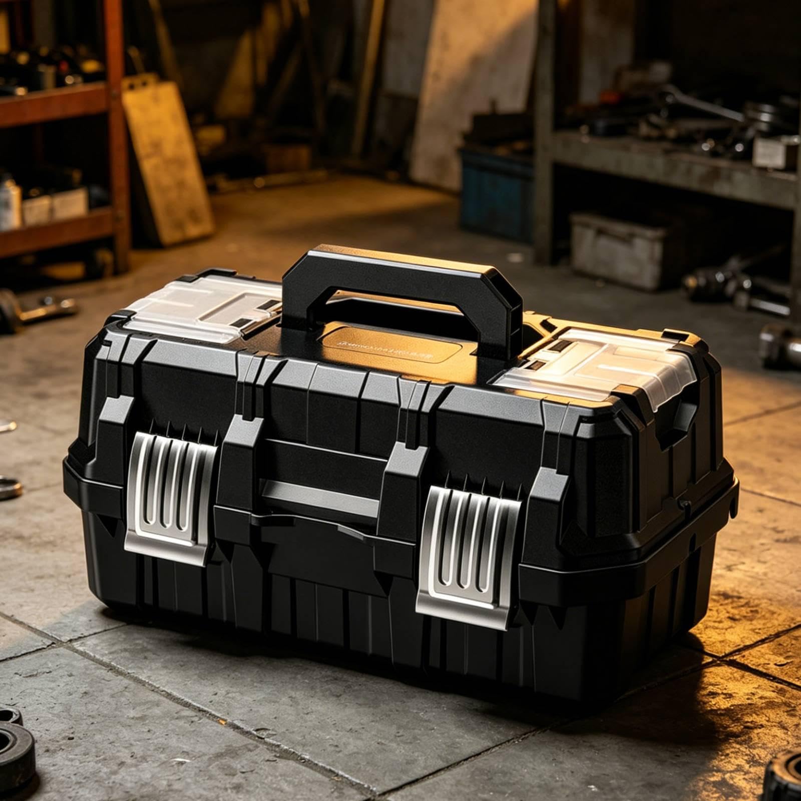 Valigetta Porta Attrezzi Cassetta Organizer Scatola Utensili Materiale Metallo PP Manico Comodo Trasportabile Perfetto per Artigiani Casa Officina Aut, Xl