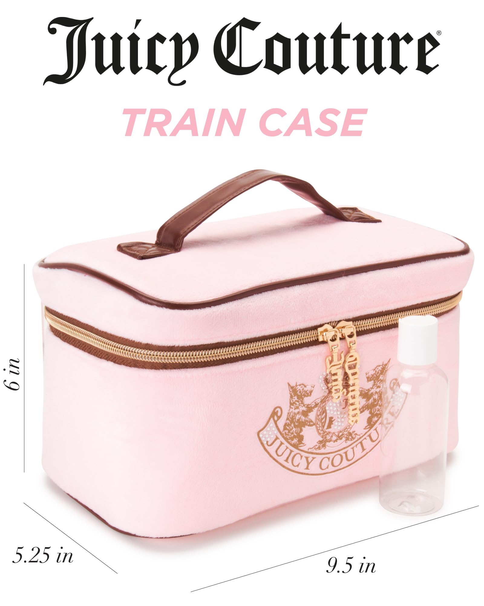 Juicy Couture Pink Velour Makeup Bag and Travel Toiletry Organizer