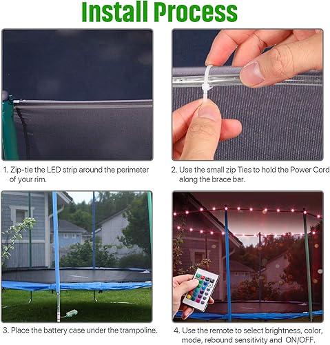 Miniatura 5 de Gran volumen mejorado y versión más largaLuces LED para cama elástica, luz LED con borde de trampolín de control remoto para trampolín de 15 pies,